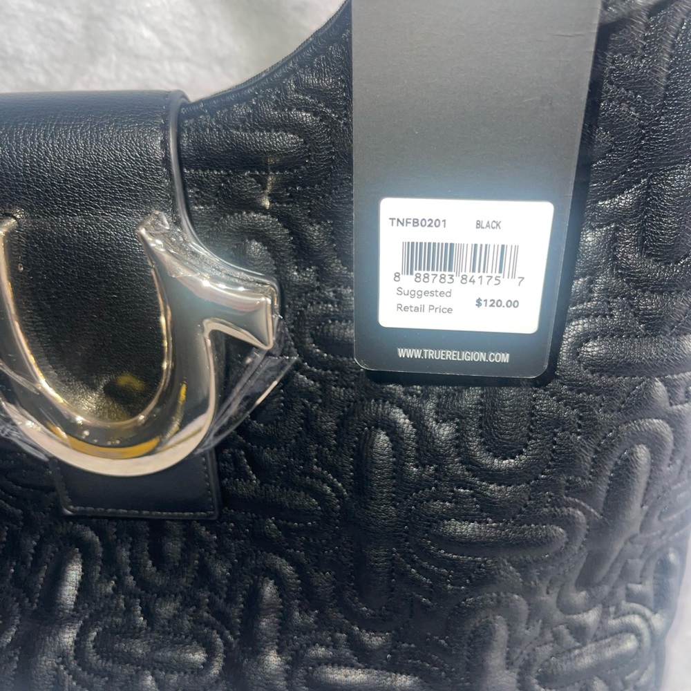 NWT True Religion Black Soft Leather Shoulder Bag - Picture 9 of 9